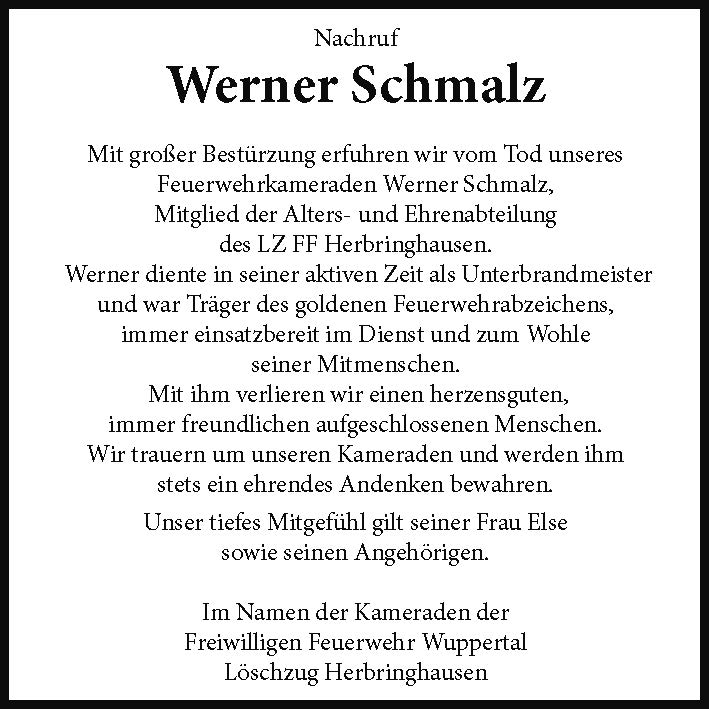 Nachruf Werner Schmalz
