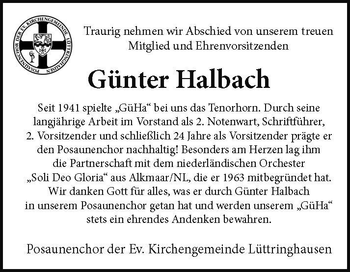 Nachruf Günter Halbach