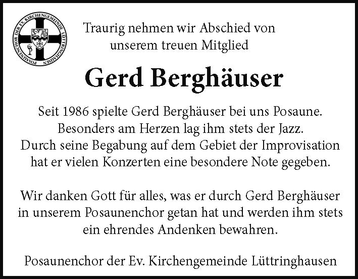 Nachruf Gerd Berghäuser