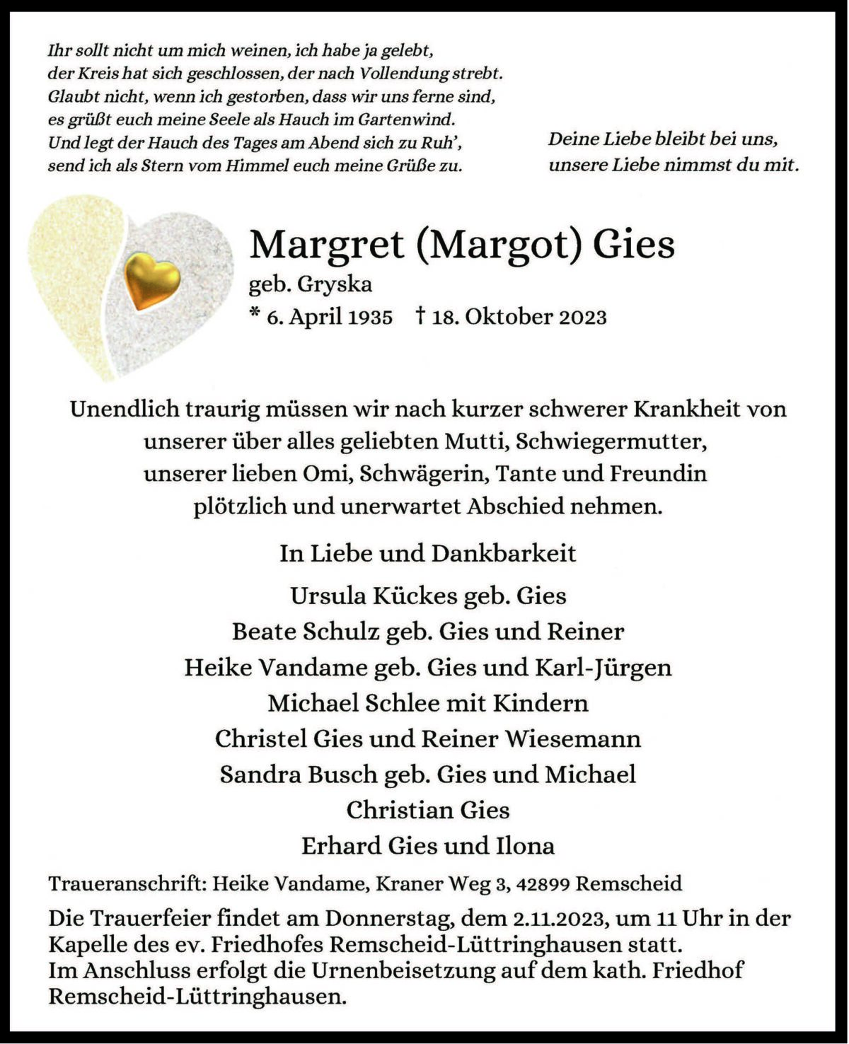 Margret (Margot) Gies