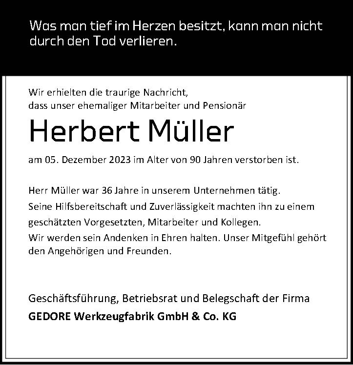 Nachruf: Herbert Müller