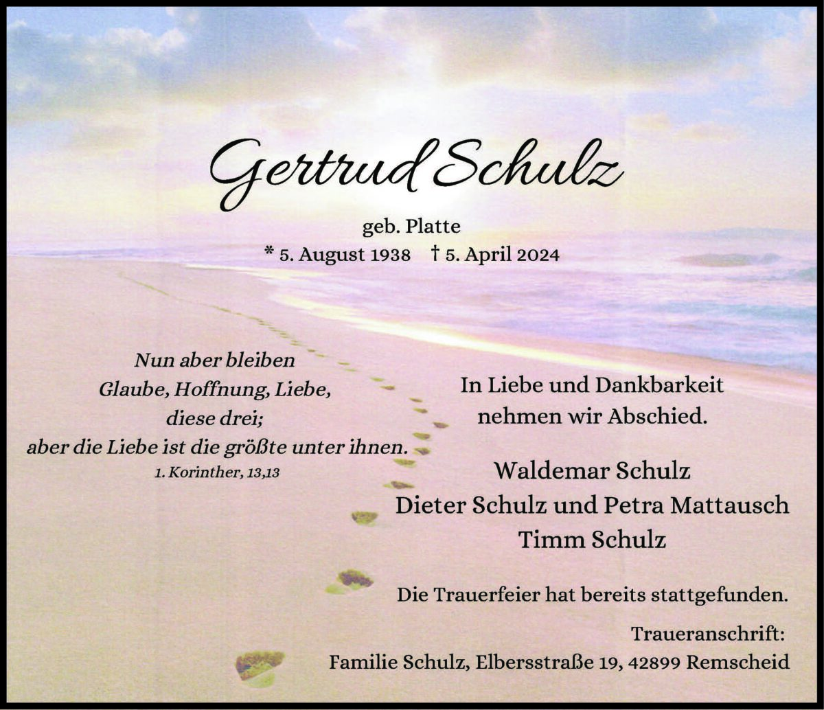 Gertrud Schulz geb. Platte