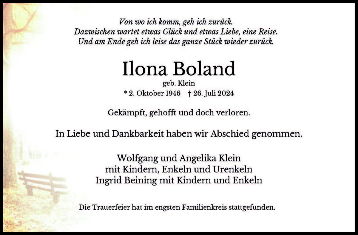 Ilona Boland geb. Klein