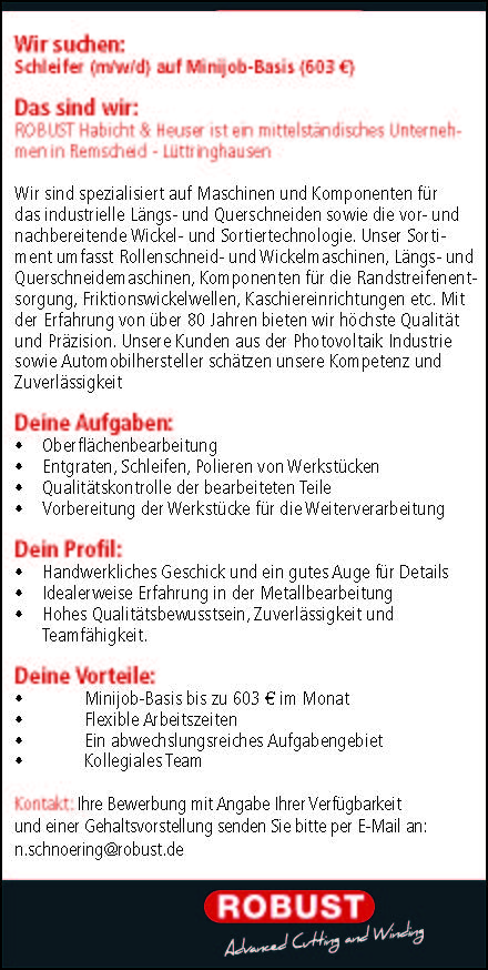 ROBUST sucht Schleifer