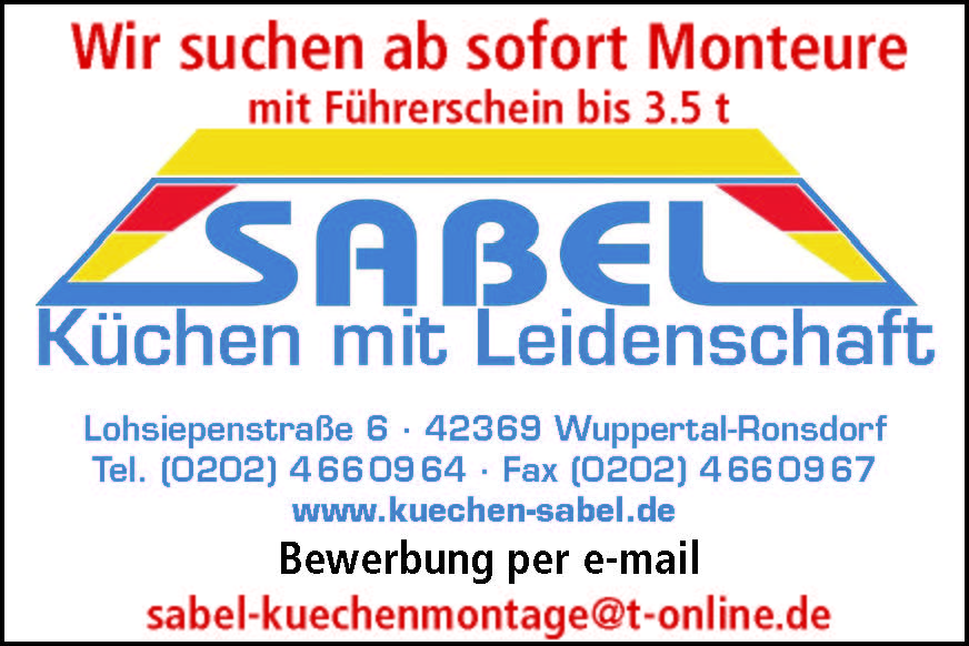 SABEL sucht Monteure