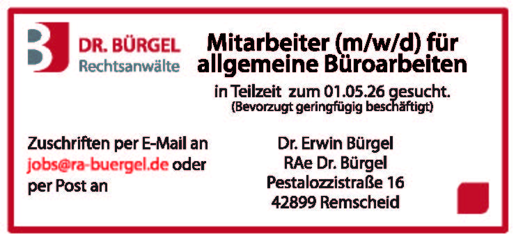 Dr. Bürgel sucht Mitarbeiter