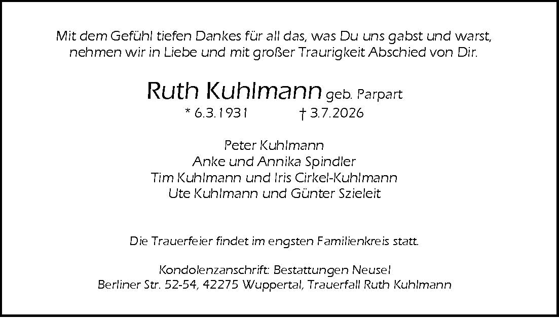 Ruth Kuhlmann geb. Parpart