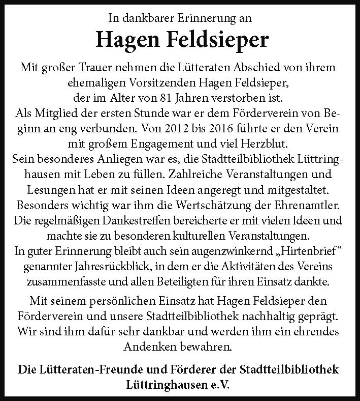 Nachruf: Hagen Feldsieper